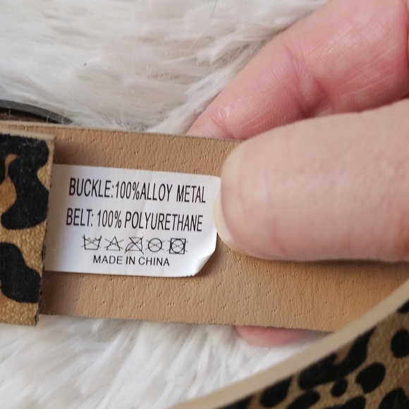 Leopard animal print double buckle belt - Picture 3 of 5